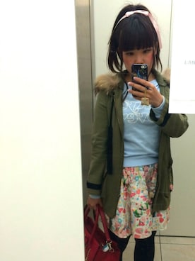 「原宿」｜「アイテム（ミリタリージャケット）」を使った、Chihiro  Ikedaさん（レディース・152cm）の春コーディネート