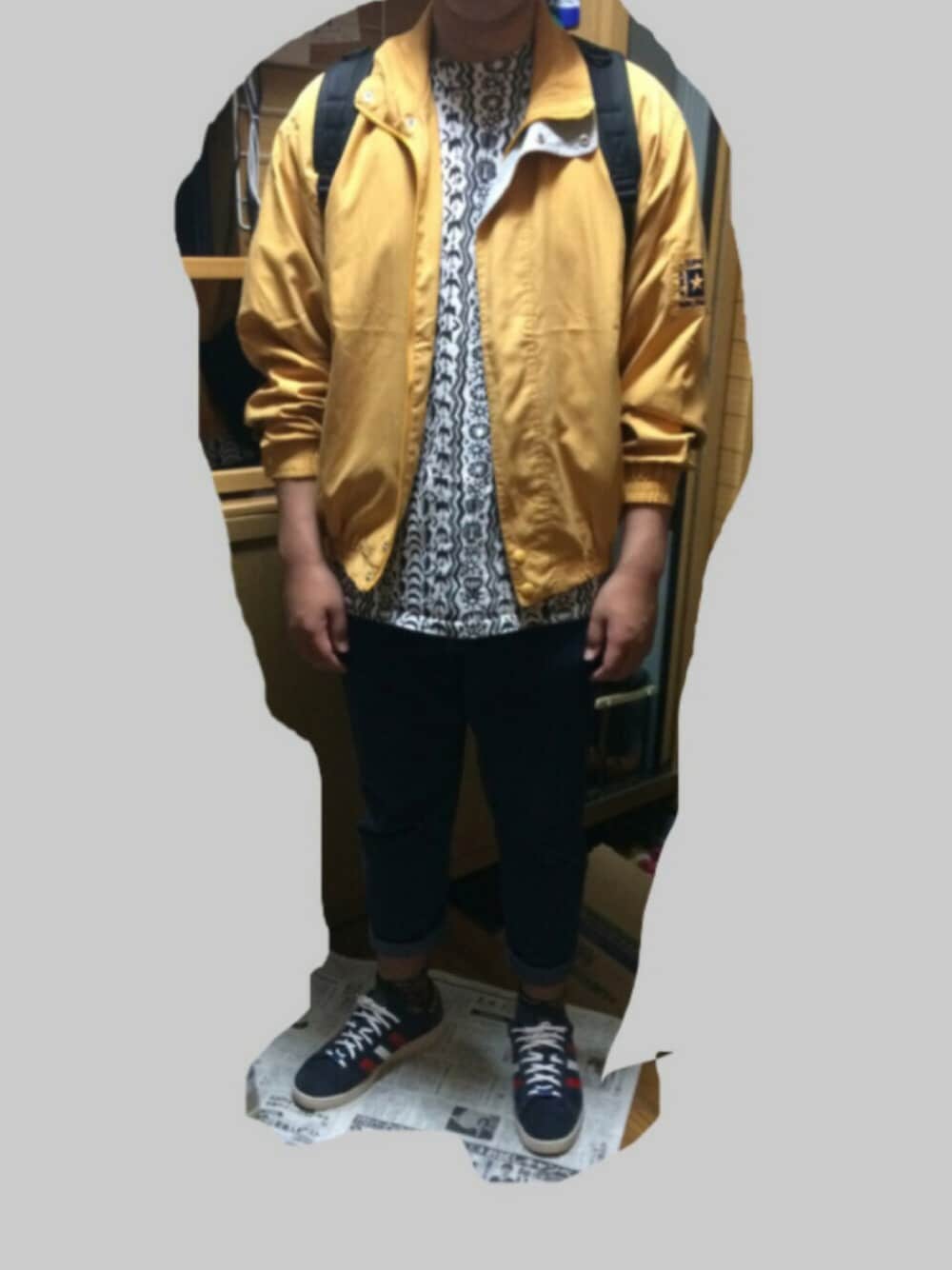 「秋コーデ、古着、ディズニー、高校生、弟、MUNSINGWEAR」｜「Munsingwearの古着（ジャケット/アウター、イエロー系）」を使った、mamさん（レディース・152cm）の秋コーディネートの1枚目の写真