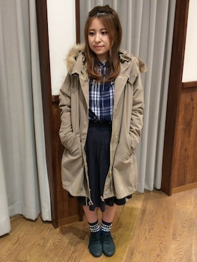 「シャツイン」｜「アイテム（モッズコート）」を使った、つなっしーさん（レディース・147cm）の秋コーディネート