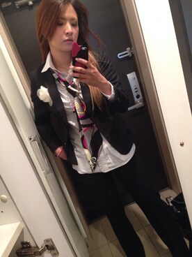 「アイテム（セットアップ、ブラック系）」を使った、ゆうままさん（レディース・167cm）の春コーディネート