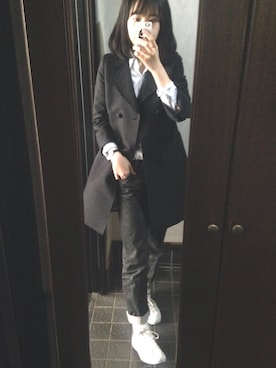 「CONVERSE（コンバース）のアイテム（スニーカー、ホワイト系）」を使った、あやこさん（レディース・167cm）の春コーディネート