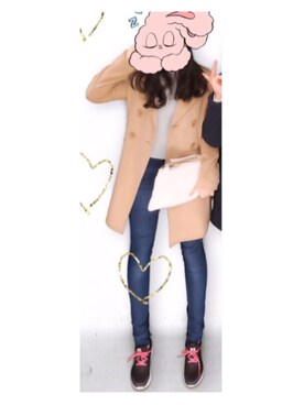 「FOREVER 21」｜「アイテム（トレンチコート）」を使った、RIKACHIさん（レディース・160cm）の冬コーディネート