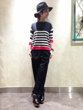 「スタイリング」｜「アイテム（帽子）」を使った、HIRATAさん（レディース・157cm）の秋コーディネート