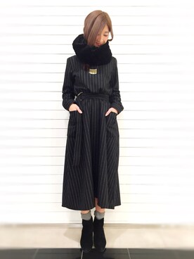 「コーディネート」｜「アイテム（ブーティ）」を使った、HIRATAさん（レディース・157cm）の秋コーディネート