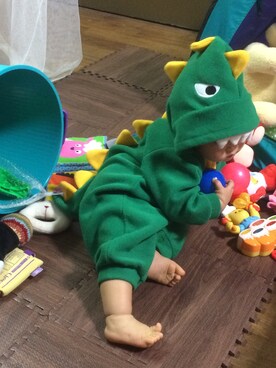 「アイテム（ママ＆ベビー、グリーン系）」を使った、桃さん（キッズ・70cm）の冬コーディネート