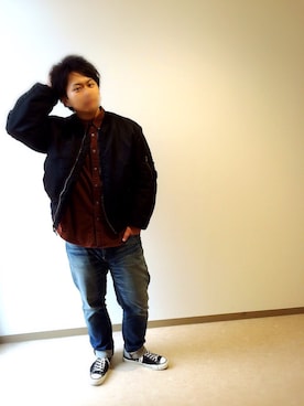 「alpha」｜「アイテム（その他アウター）」を使った、とちまつさん（メンズ・179cm）の冬コーディネート
