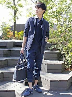「TOMMY HILFIGER（トミーヒルフィガー）のアイテム（テーラードジャケット）」を使った、Miloさん（メンズ・174cm）の春コーディネート