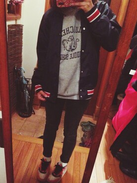 「NIKE（ナイキ）のAIR MAX（スニーカー、ピンク系）」を使った、こいちゃんさん（レディース・155cm）の春コーディネート