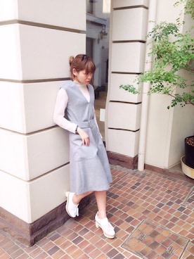 「タッセルシューズ」｜「アイテム（サロペット/オーバーオール）」を使った、Takamiさん（レディース・155cm）の夏コーディネート