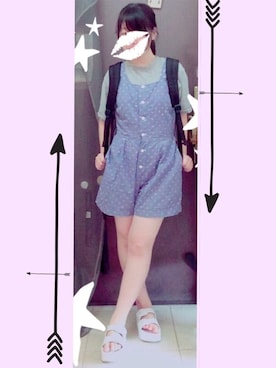 「COMME CA ISM（コムサイズム）のアイテム（つなぎ/オールインワン）」を使った、ぽよ川ぷに子さん（レディース・151cm）の夏コーディネート