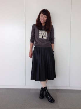 「BEAMS」｜「アイテム（タイツ/ストッキング）」を使った、tomonさん（レディース・156cm）の冬コーディネート