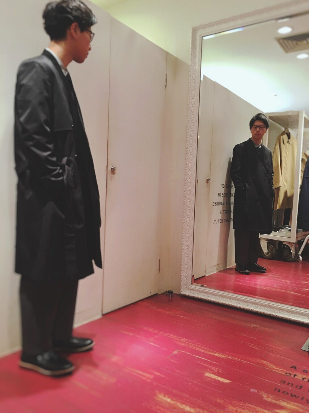 「ETHOSENS、春、春コーデ、2016SS」｜「ETHOSENS for Lui'sのアイテム（ジャケット/アウター、ブラック系）」を使った、しんやさん（メンズ・173cm）の冬コーディネートの1枚目の写真