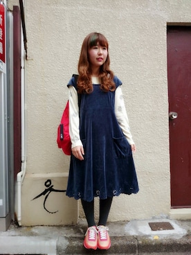 「アイテム（バックパック/リュック）」を使った、JuRianさん（レディース・155cm・10代）の秋コーディネート