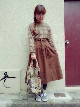 「アイテム（トートバッグ）」を使った、JuRianさん（レディース・155cm・10代）の冬コーディネート