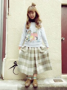 「アイテム（スウェット）」を使った、JuRianさん（レディース・155cm・10代）の冬コーディネート