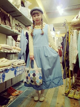 「アイテム（トートバッグ）」を使った、JuRianさん（レディース・155cm・10代）の春コーディネート