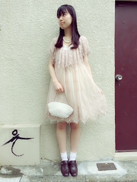 「アイテム（チュニック、ピンク系）」を使った、JuRianさん（レディース・162cm）の夏コーディネート