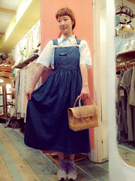 「部屋撮り」｜「アイテム（ワンピース/ドレス）」を使った、JuRianさん（レディース・165cm）の夏コーディネート