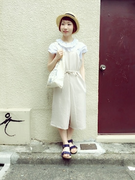 「アイテム（オールインワン・サロペット）」を使った、JuRianさん（レディース・150cm）の夏コーディネート