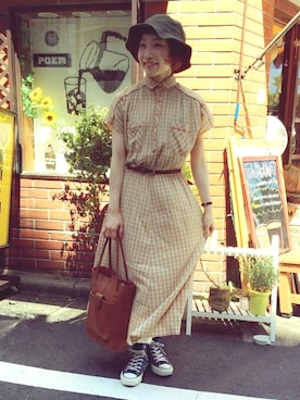 「アイテム（シャツワンピース）」を使った、JuRianさん（レディース・150cm）の夏コーディネート