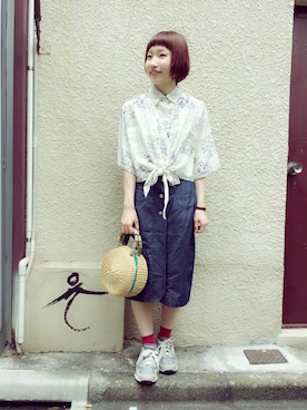 「バンダナ柄」｜JuRianさん（レディース・150cm）の夏コーディネート