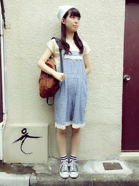 「converse」｜「アイテム（サロペット/オーバーオール）」を使った、JuRianさん（レディース・162cm）の秋コーディネート