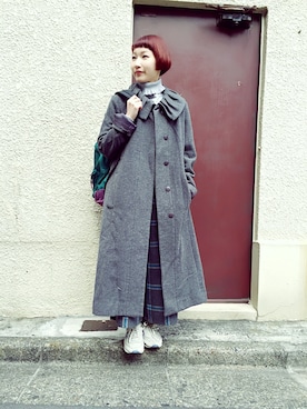 「ガウチョパンツ」｜「アイテム（ダウンジャケット/コート）」を使った、JuRianさん（レディース・150cm）の冬コーディネート