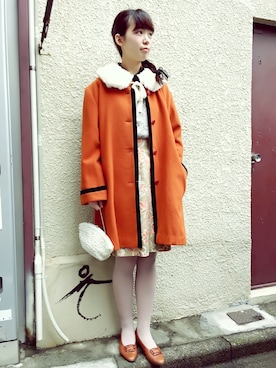 「アイテム（バッグ、ホワイト系）」を使った、JuRianさん（レディース・162cm）の冬コーディネート