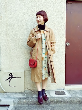 「アイテム（トレンチコート）」を使った、JuRianさん（レディース・150cm）の冬コーディネート