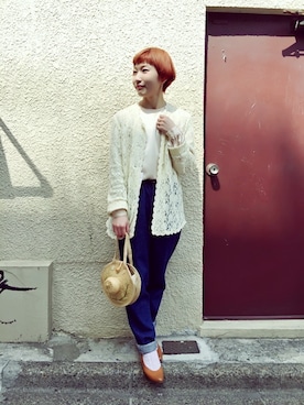 「アイテム（シャツ/ブラウス、ピンク系）」を使った、JuRianさん（レディース・150cm）の春コーディネート