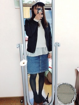 「ぺプラムトップス」｜「アイテム（ブルゾン）」を使った、香織さん（レディース・152cm）の春コーディネート