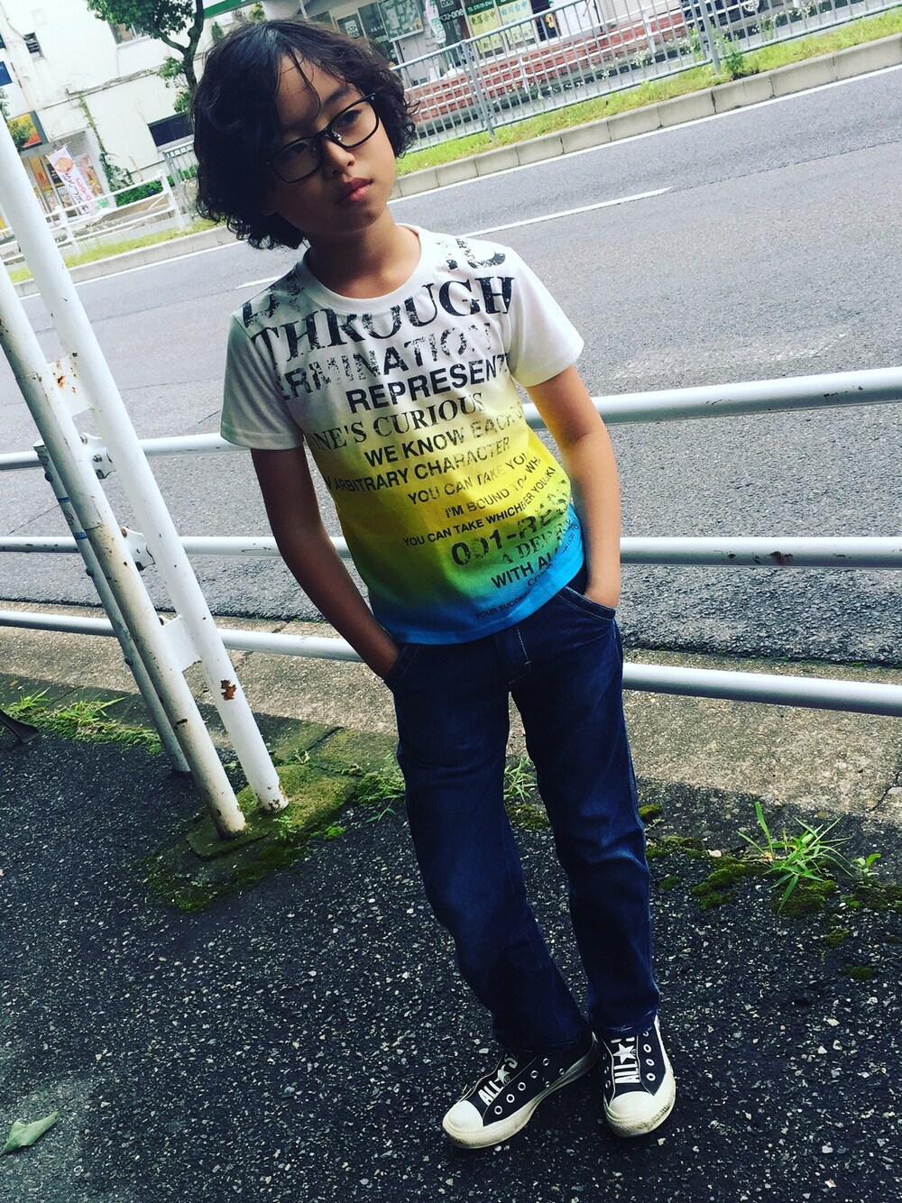「男の子」｜「西松屋のアイテム（Tシャツ/カットソー、その他）」を使った、hidekicchuさん（キッズ・142cm）の夏コーディネートの1枚目の写真