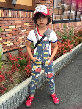 「BOOFOOWOO」｜「アイテム（オールインワン・サロペット）」を使った、hidekicchuさん（キッズ・142cm）の夏コーディネート