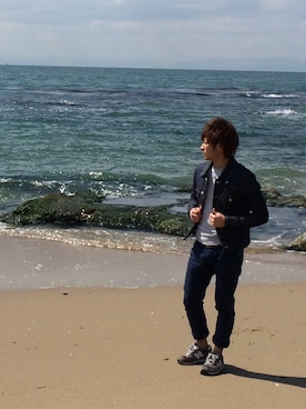 「NEW BALANCE（ニューバランス）のニューバランス ビンテージシリーズ new balance ML574（スニーカー、グレー系）」を使った、ひろろさん（メンズ・165cm）の春コーディネート