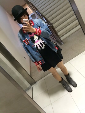 「RNA」｜「アイテム（スタジャン）」を使った、ゆいまーるさん（レディース・162cm）の冬コーディネート