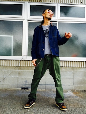 「CORISCO（コリスコ）のアイテム（パンツ）」を使った、Acinonyx Jubatusさん（メンズ・180cm）の秋コーディネート