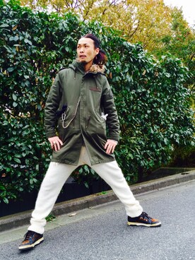 「H&M（エイチ・アンド・エム）のアイテム（モッズコート）」を使った、Acinonyx Jubatusさん（メンズ・180cm）の冬コーディネート