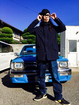 「GAP（ギャップ）のアイテム（ナイロンジャケット）」を使った、Acinonyx Jubatusさん（メンズ・180cm）の冬コーディネート