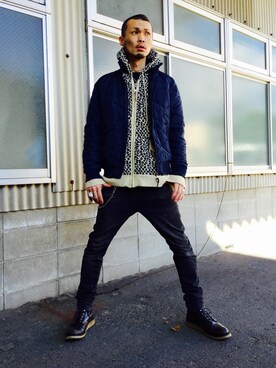 「GAP（ギャップ）のアイテム（ナイロンジャケット）」を使った、Acinonyx Jubatusさん（メンズ・180cm）の冬コーディネート