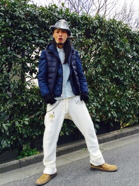 「GAP（ギャップ）のアイテム（ナイロンジャケット）」を使った、Acinonyx Jubatusさん（メンズ・180cm）の冬コーディネート