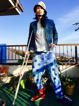 「TALKING ABOUT THE ABSTRACTION（トーキング　アバウト　ジ　アブストラクション）のアイテム（その他パンツ）」を使った、Acinonyx Jubatusさん（メンズ・180cm）の冬コーディネート