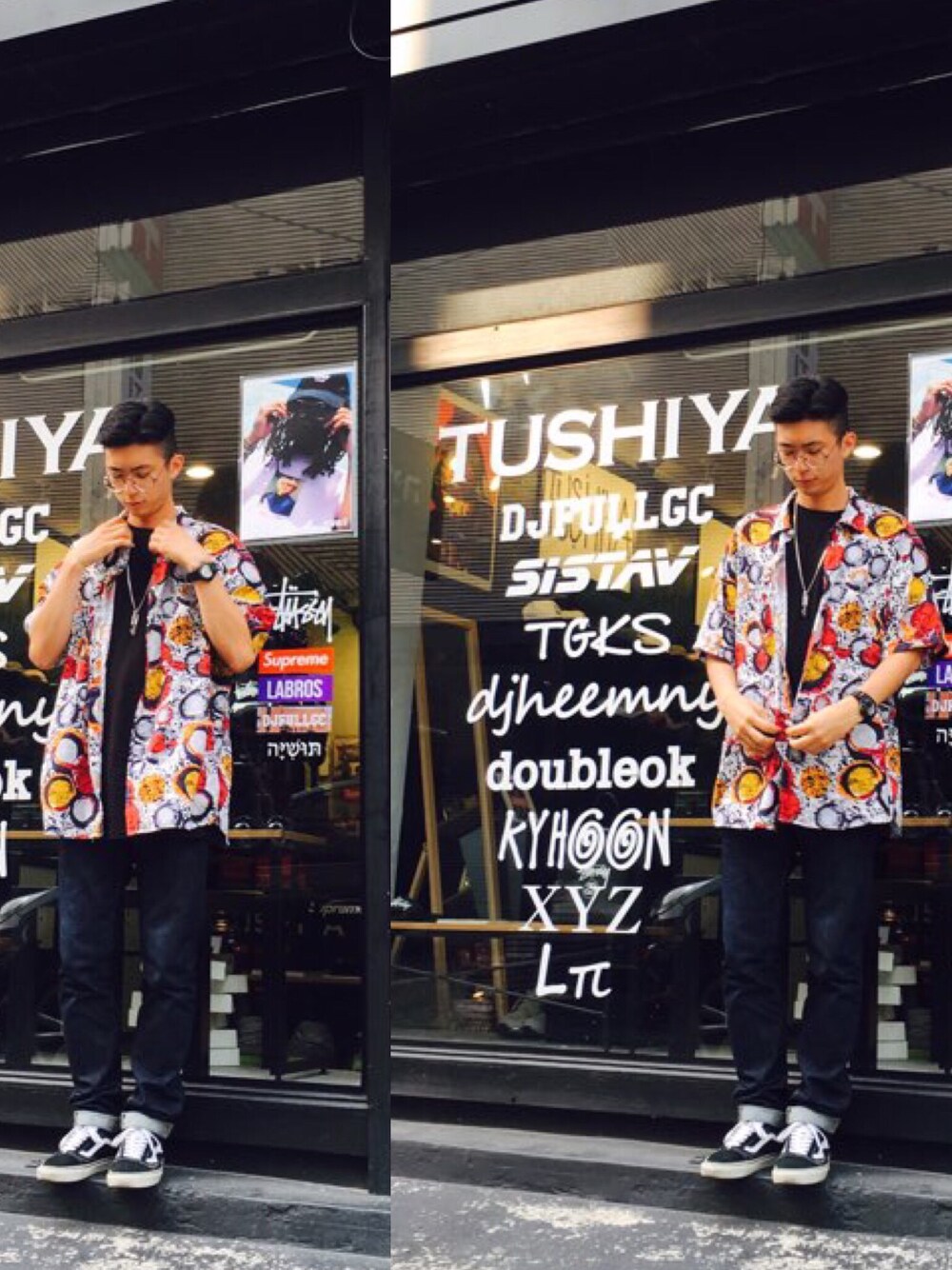 「daily look、street、stussy、supreme、H&M、VANS、carhartt、Carhartt WIP(Carhartt WIP)」｜「H&Mのアイテム（シャツ/ブラウス、その他）」を使った、teekeiさん（メンズ・181cm）の夏コーディネートの1枚目の写真