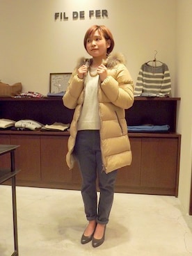 「NOMBRE IMPAIR（ノンブルアンペール）のアイテム（ダウンジャケット/コート）」を使った、suu.さん（レディース・152cm）の冬コーディネート