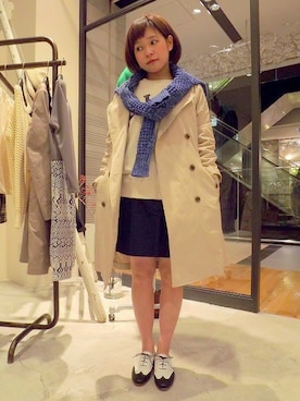 「NOMBRE IMPAIR（ノンブルアンペール）のアイテム（ノーカラージャケット）」を使った、suu.さん（レディース・152cm）の冬コーディネート