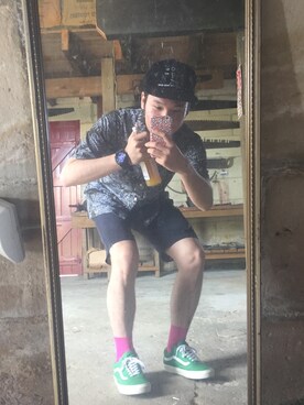 「thisisneverthat（ディスイズネバーザット）のアイテム（キャップ）」を使った、한원경さん（メンズ・173cm）の冬コーディネート