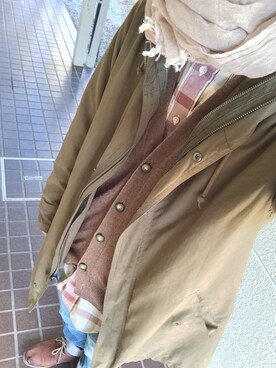 「ADPOSION（アドポーション）のアイテム（モッズコート）」を使った、ななおさん（メンズ・165cm）の秋コーディネート
