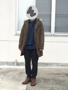 「ADPOSION（アドポーション）のアイテム（モッズコート）」を使った、ななおさん（メンズ・165cm）の春コーディネート