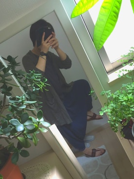「American Eagle（アメリカンイーグル）のアイテム（サンダル、ブラウン系）」を使った、yuuuさん（レディース・161cm）の夏コーディネート