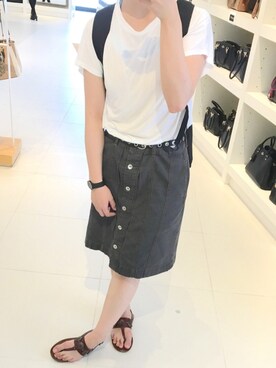 「SM2（エスエムツー）のアイテム（デニムスカート、グレー系）」を使った、yuuuさん（レディース・161cm）の夏コーディネート