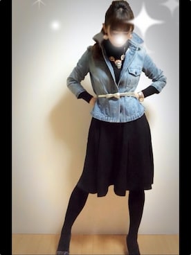 「キュロット」｜「アイテム（デニムジャケット）」を使った、♡chiecolate♡さん（レディース・164cm）の冬コーディネート